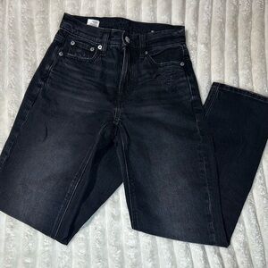 American Eagle Outfitters Women's Black Super High Rise Ankle Straight Jeans